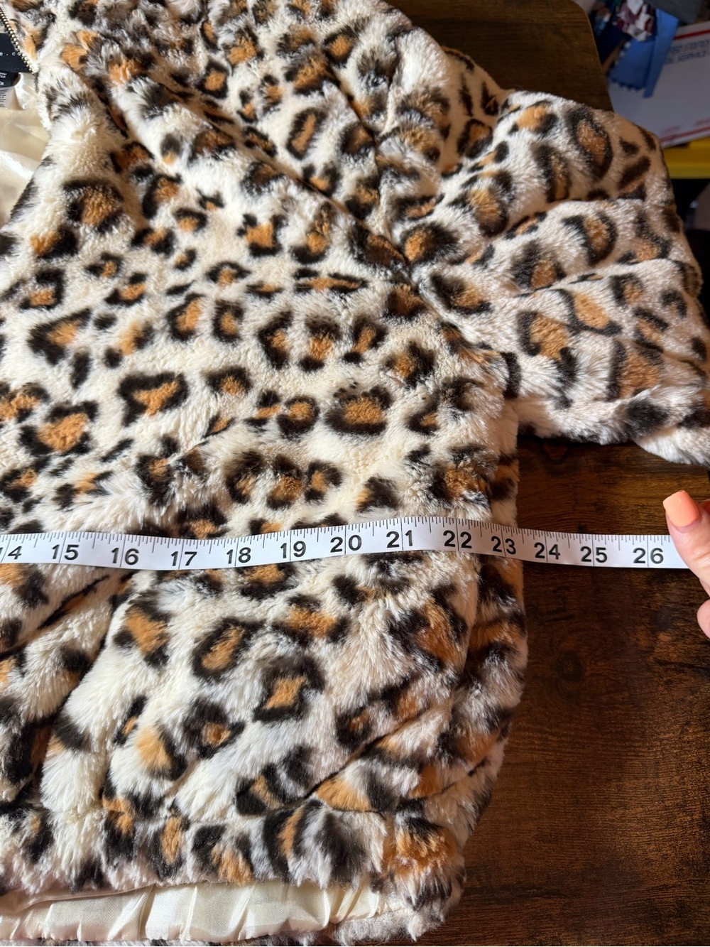 Know One Cares Leopard Faux Fur Jacket Women’s Large Animal Print Plush Zip Up - Picture 11 of 12